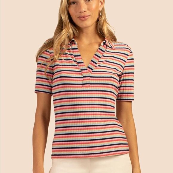 🏷️Trina Turk Blossom Nishi ribbed shirt Large - Picture 4 of 9